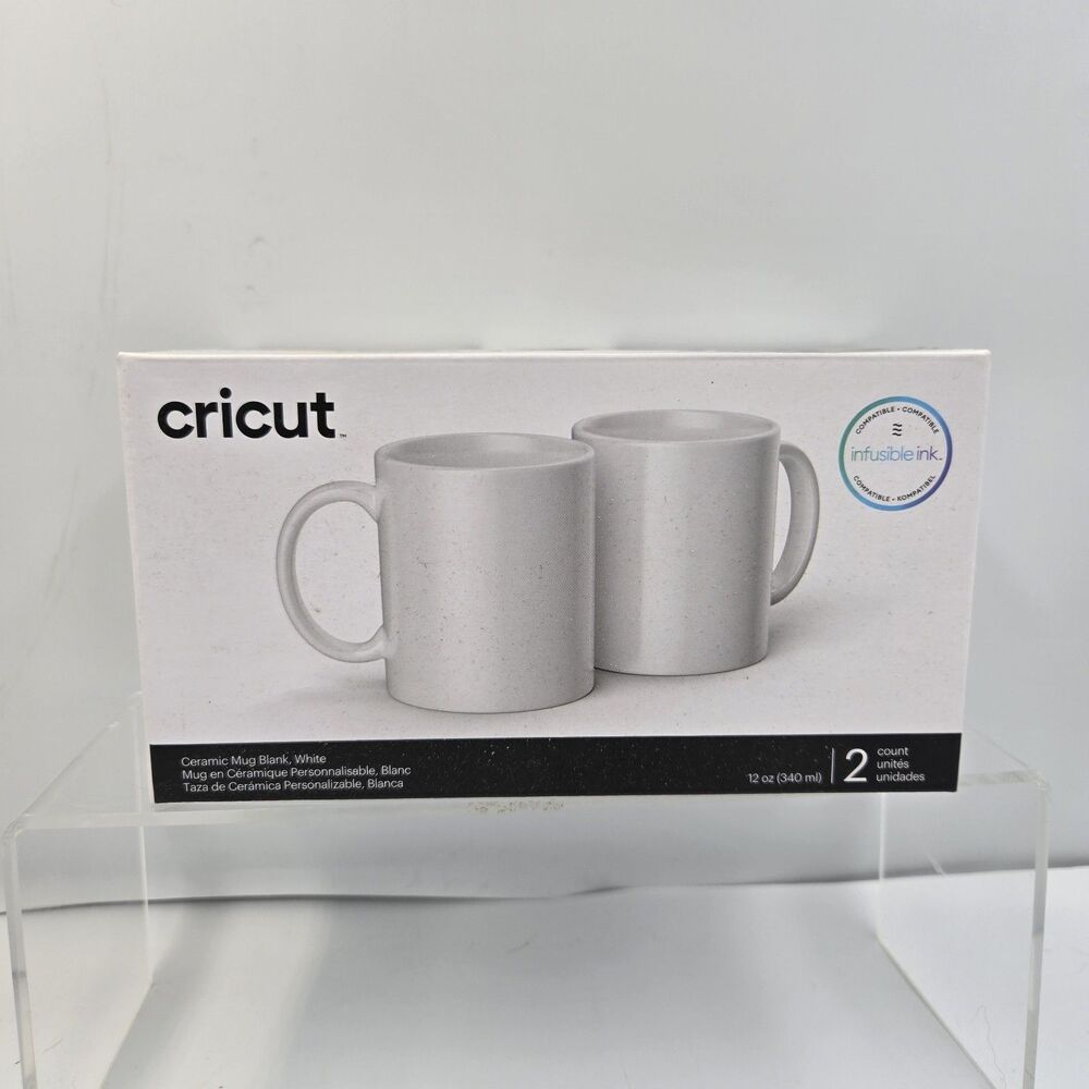 Cricut 2007821 Blank Ceramic Mug, White - 12 oz/340 ml (2 Count)
